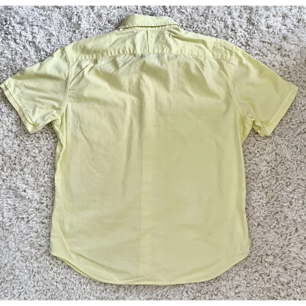 BANANA REPUBLIC MILLY COLLECTION Mens Short Sleeve Button Down Shirt In Pale Yel